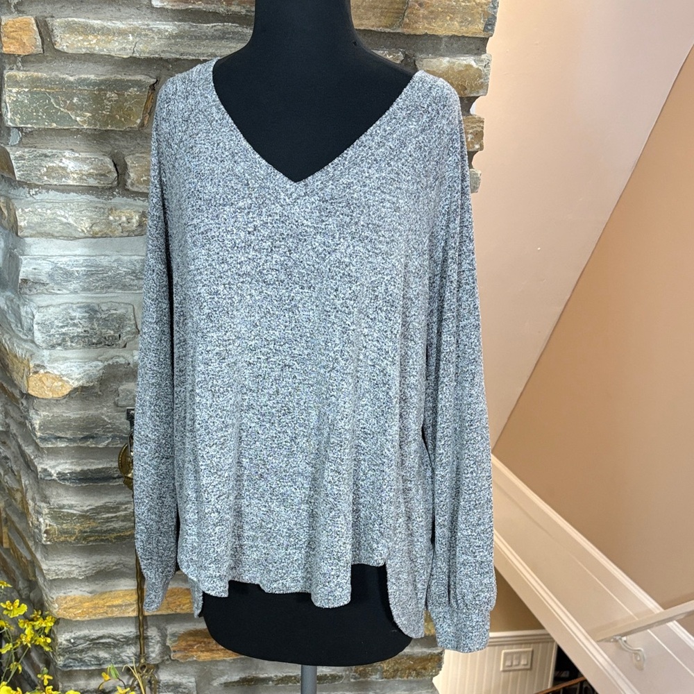 Lucky Brand Heather Gray Knit Top L